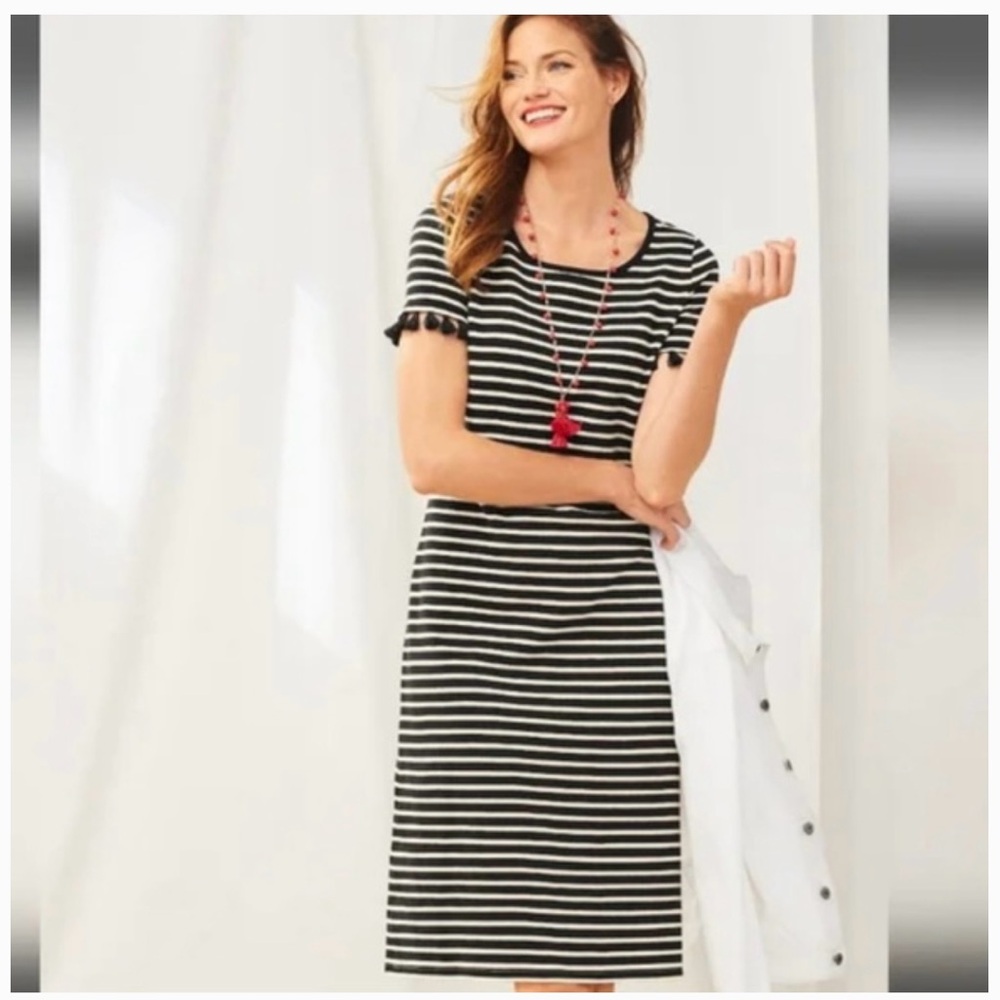 Talbots dress size XL petite or size 16 petite black & white cotton dress 🖤🤍🖤